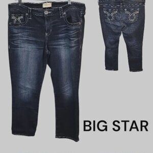 Big Star Dark Wash Mid Rise Straight Leg Denim Jeans Cotton Blend Womens 34 x 29